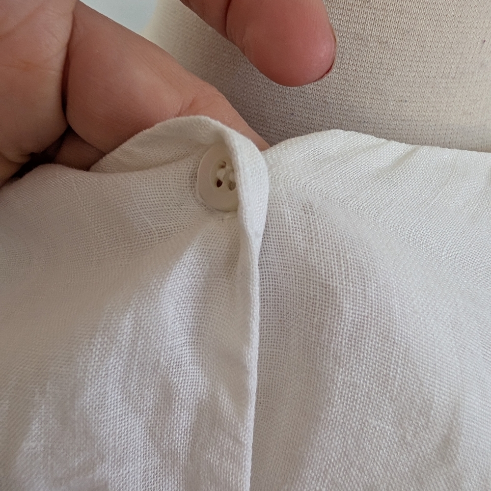 Vintage Women's J.Crew linen tunic blouse, early 1990s White Thin Medium - Picture 3 of 8